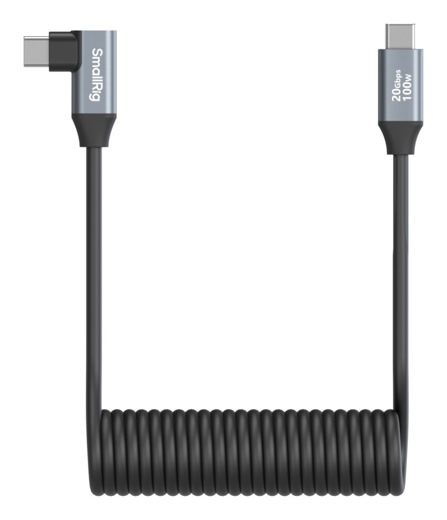 USB-C (rovný) na USB-C (šikmý) špirálový dátaovy kábel