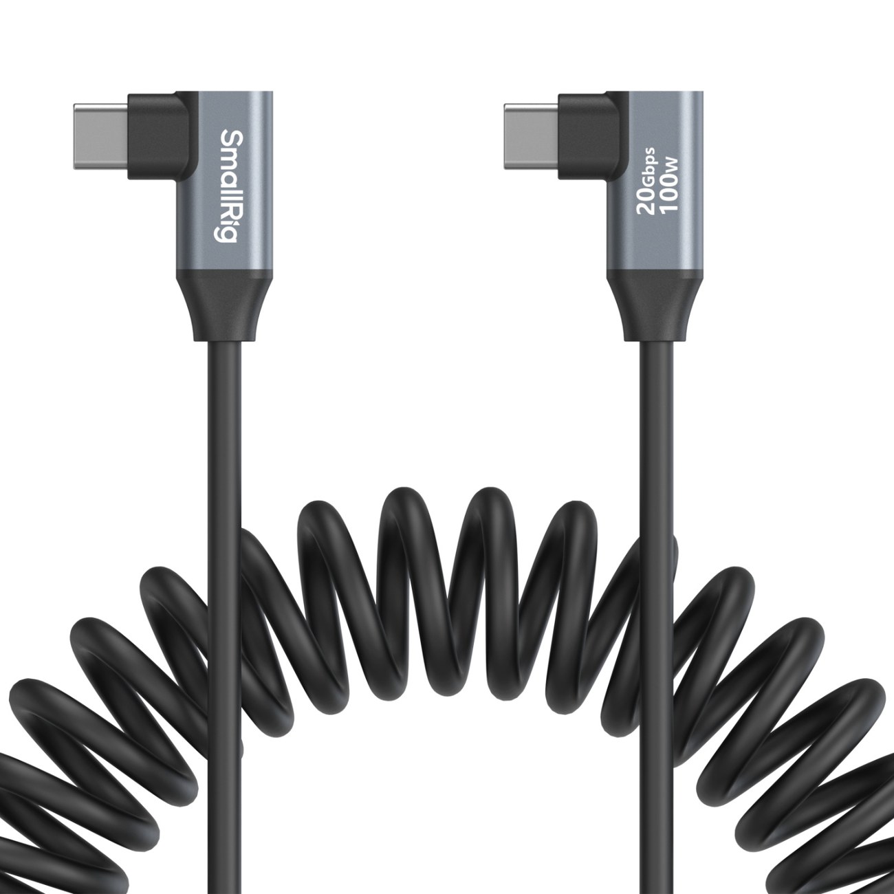 USB-C (uhlový) na USB-C (uhlový) špirálový dátový kábel