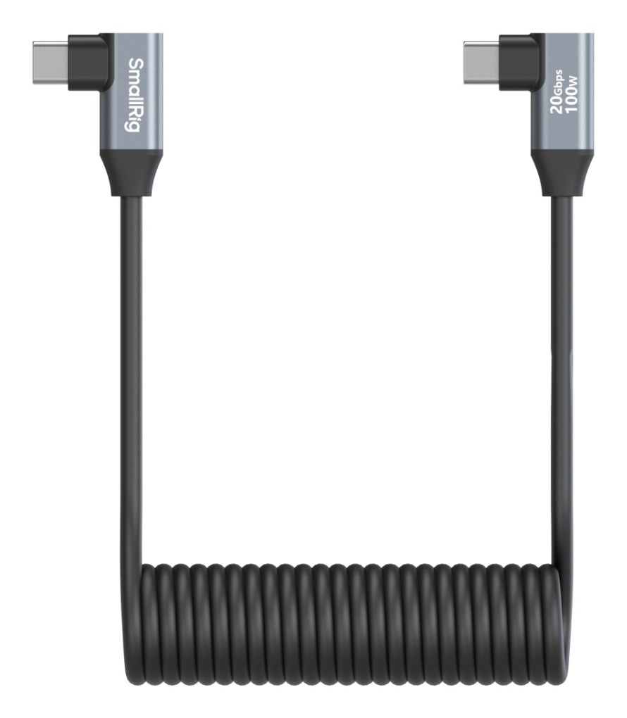 USB-C (uhlový) na USB-C (uhlový) špirálový dátový kábel