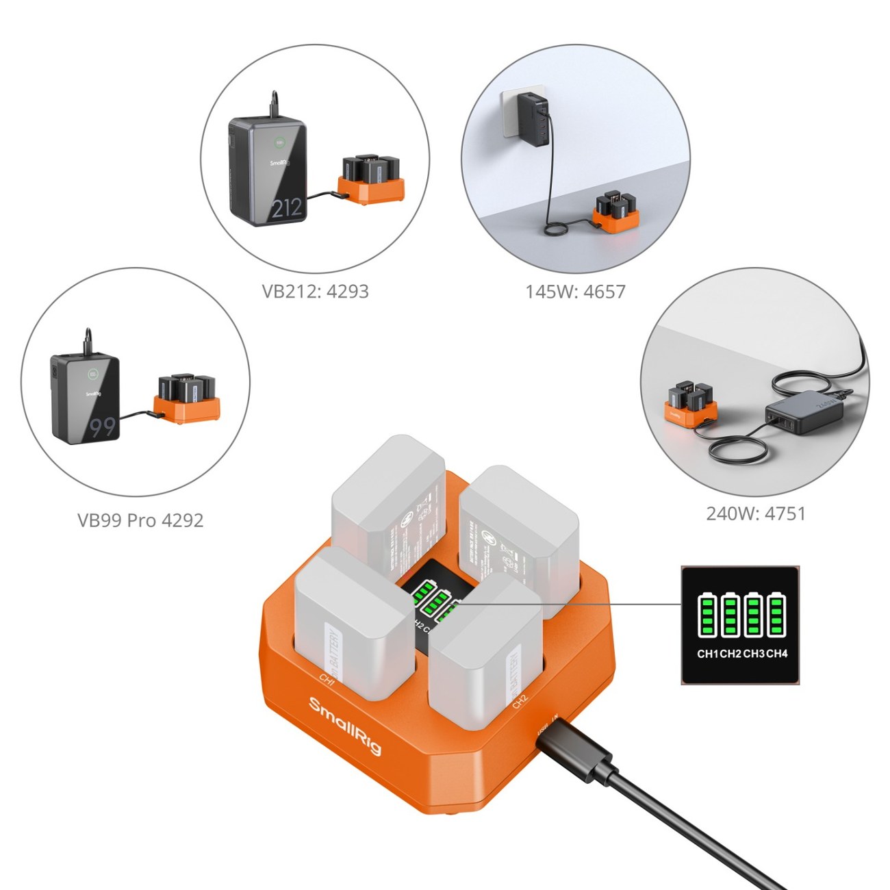 Four-Channel Camera Battery Charger for NP-FW50