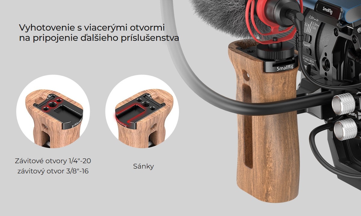 SmallRig Wooden Side Handle with NATO Clamp 2187C