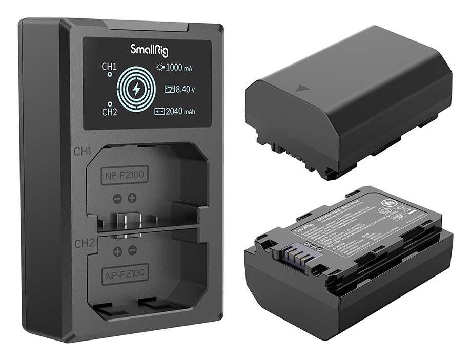 SmallRig NP-FZ100 Camera Battery and Charger Kit 3824B – Dve batérie a duálna nabíjačka