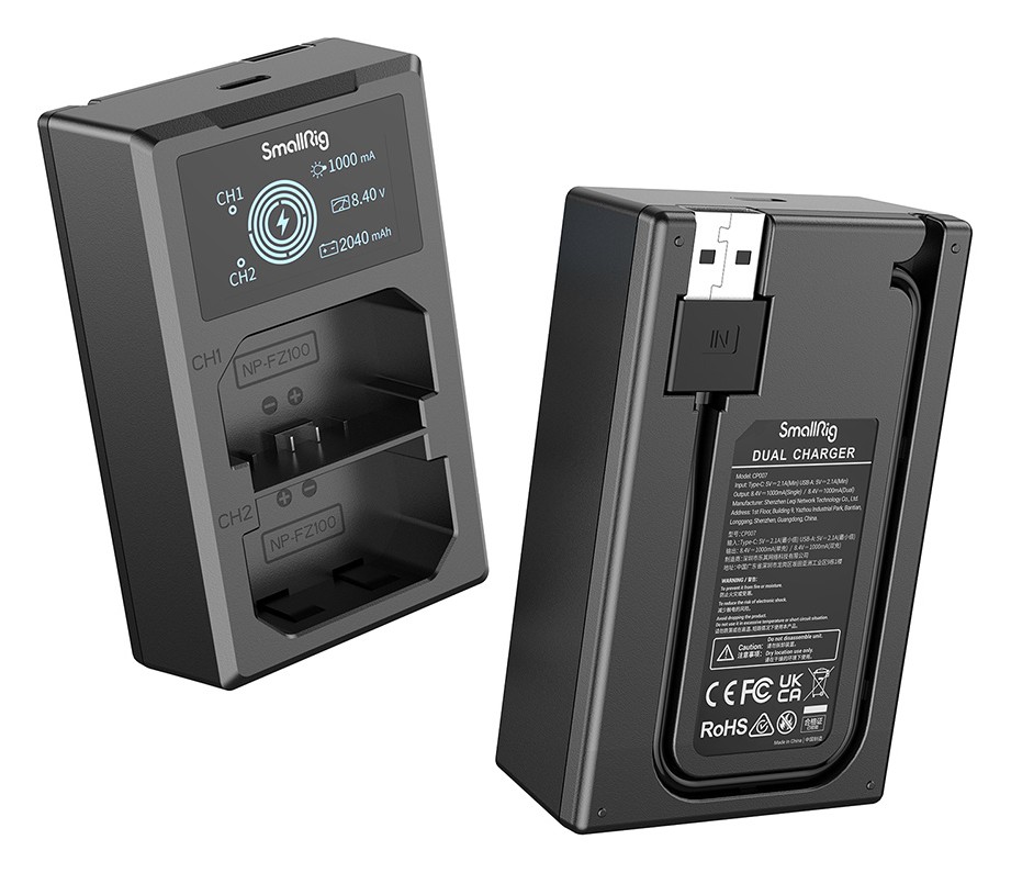 SmallRig NP-FZ100 Camera Battery and Charger Kit 3824B – Zabudovaný kábel USB-A