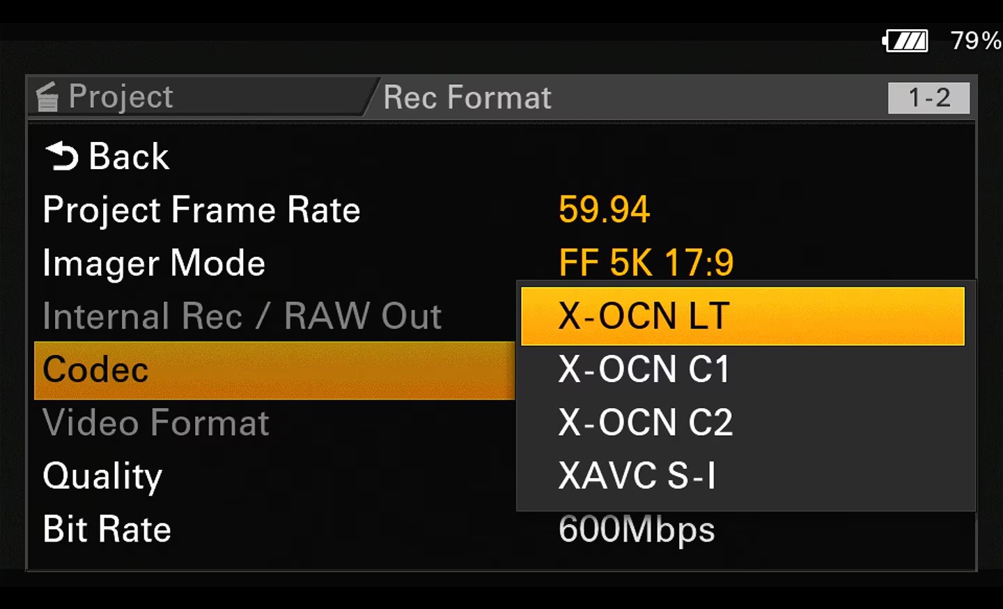 Interný záznam X-OCN v kamere Sony FX5