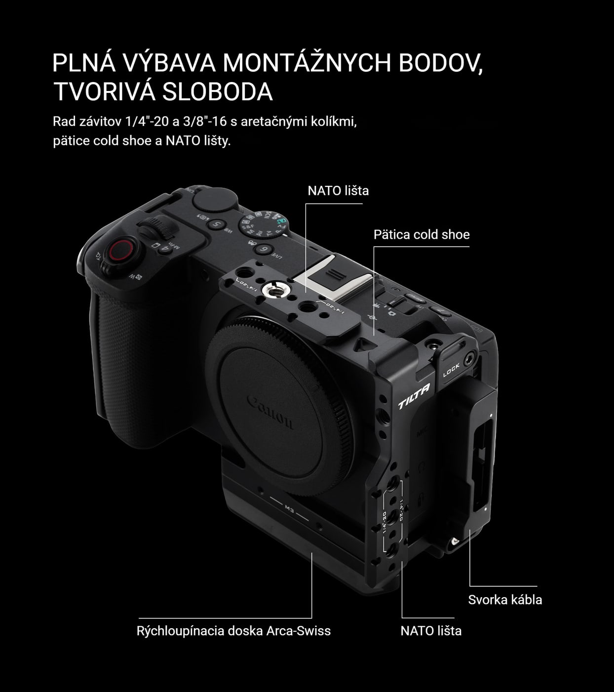 Montážne body: závity, NATO lišty a cold shoe