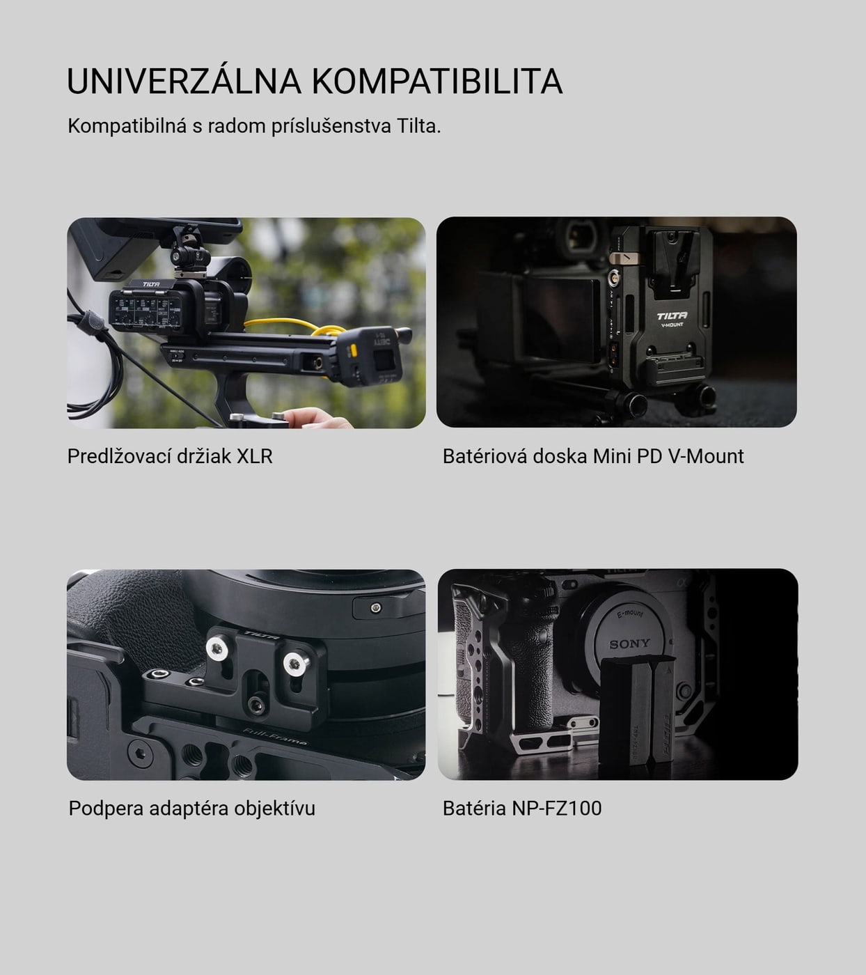 Kompatibilita s príslušenstvom Tilta