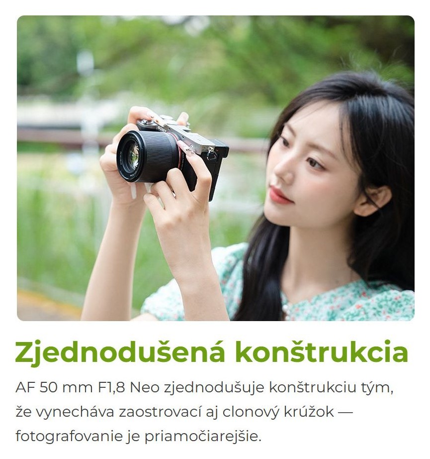 TTArtisan AF 50mm F1.8 Neo – Zjednodušená konštrukcia