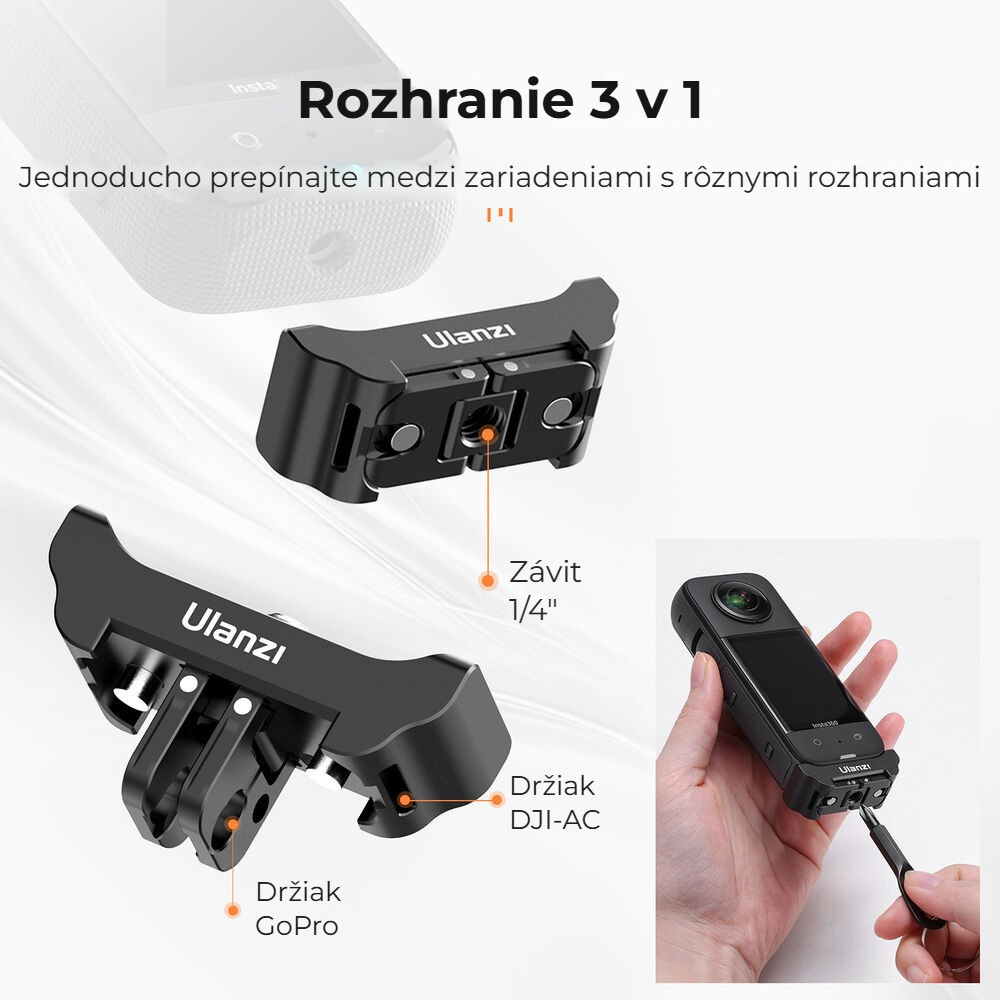 Ulanzi 3v1 adaptér pro Insta360 X2/X3 – Tři rozhraní v jednom