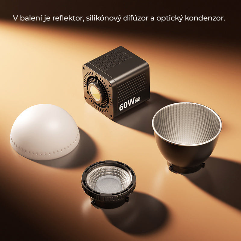 Ulanzi C60 60W Bi-Color Video Light – Reflektor, difuzor a kondenzor v balení