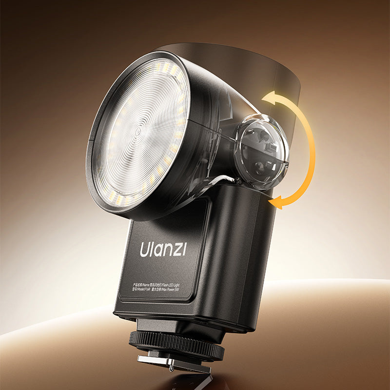 Ulanzi F16R blesk s LED světlem – Naklápěcí hlava −7° až +90°