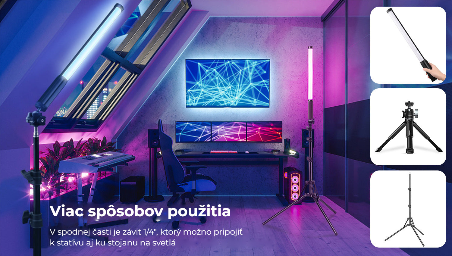 Ulanzi VL119 ruční RGB LED tyč – Více způsobů použití