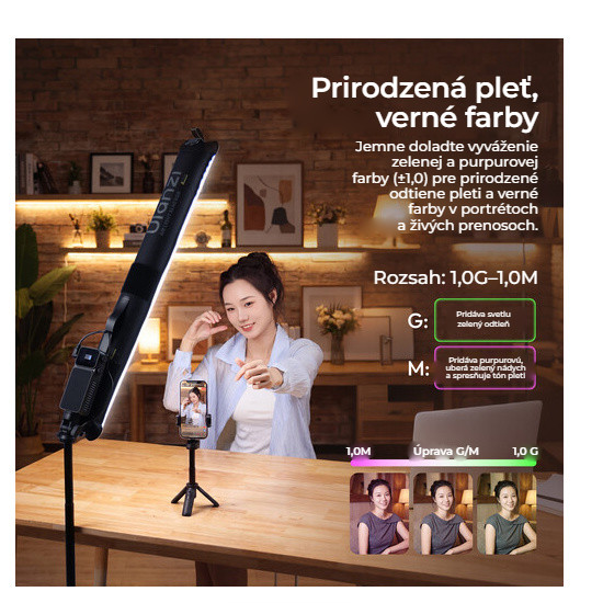 Ulanzi AL40 Inflatable RGB LED Tube Light – Přirozené odstíny pleti