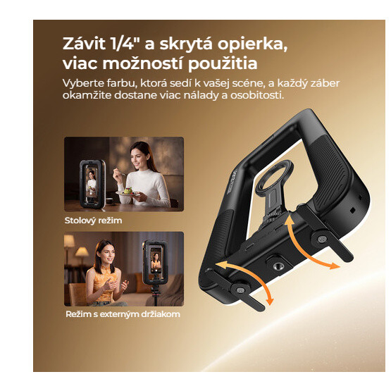 Ulanzi PL15RGB ruční RGB kruhové světlo – Závit 1/4″ a skrytá opěrka