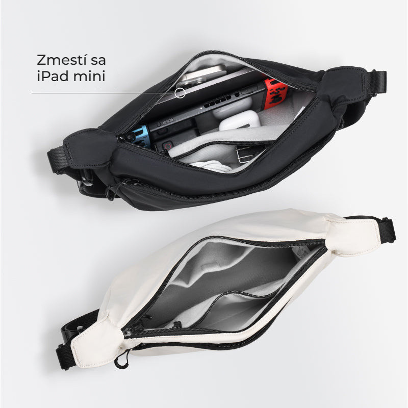 Ulanzi HMN1 taška přes rameno, světle šedá – Velurová podšívka a místo i pro iPad mini