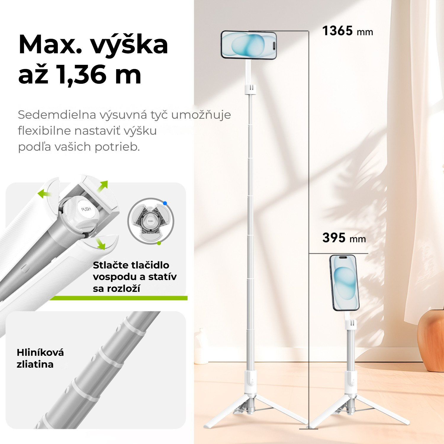 Ulanzi MG-003 Pro V3 bílý – Výsuv na výšku 136,5 cm