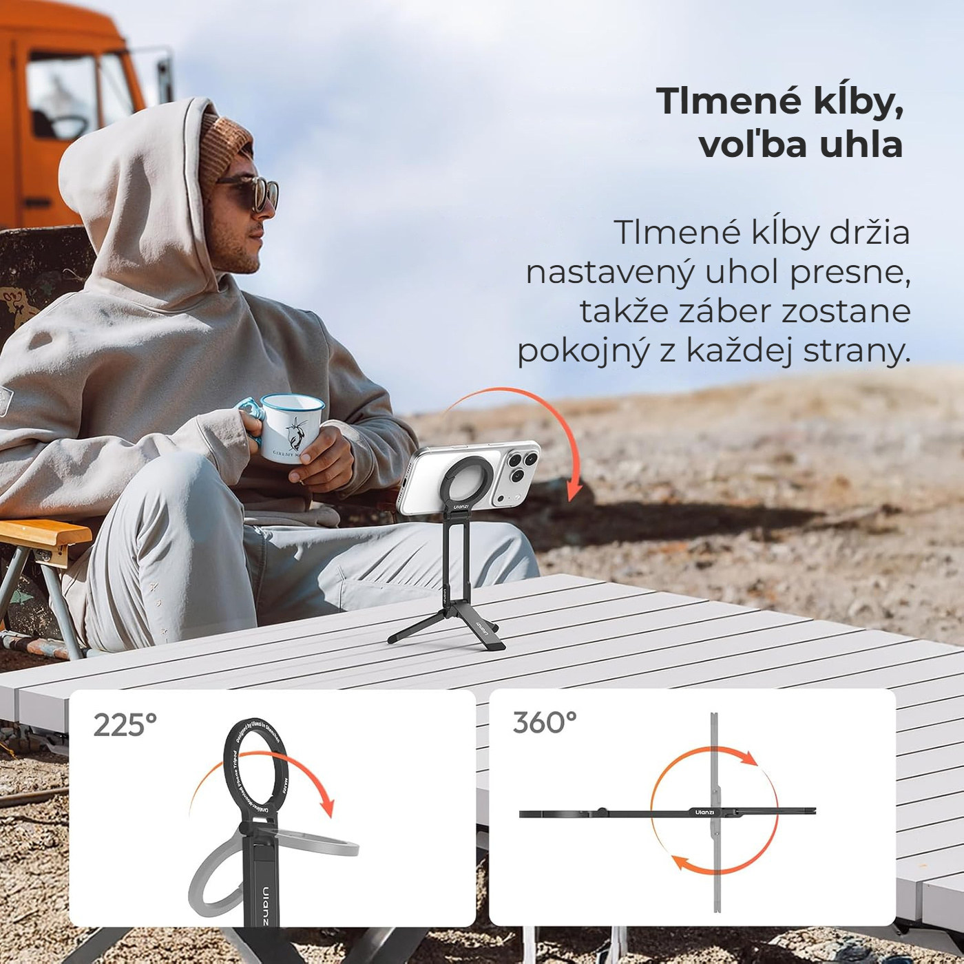 Ulanzi MA30S magnetický ministativ – Tlumené klouby, jistý úhel
