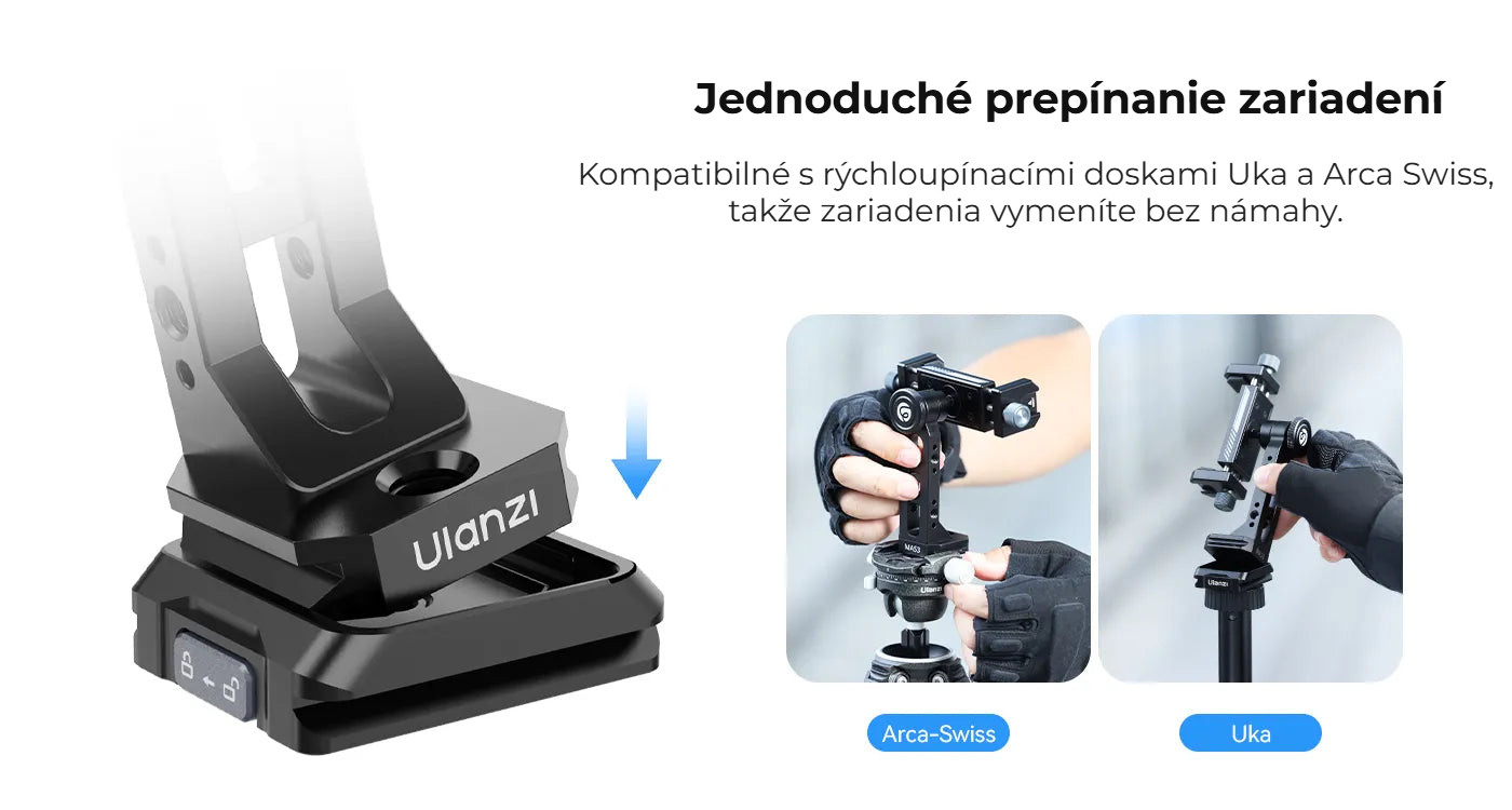 Ulanzi MA53 držák telefonu s kulovou hlavou – Snadné přepínání mezi zařízeními