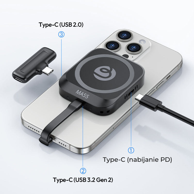 Ulanzi MA55 magnetický SSD box – Tři porty USB-C