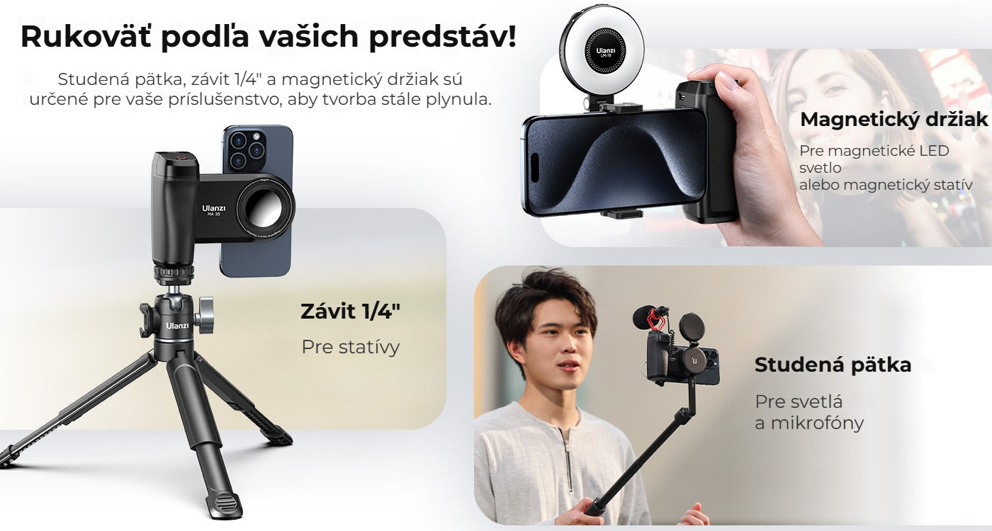 Ulanzi MA35 MagSafe rukojeť pro telefon – Studená patka, závit i magnet