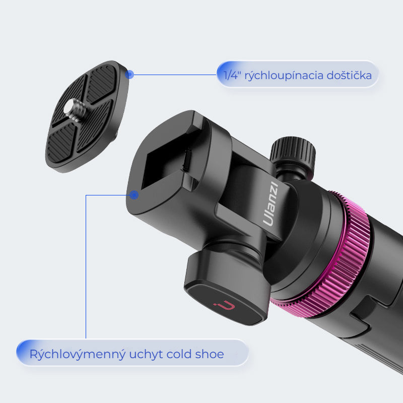 Ulanzi MT-89 světelný stativ – Rychloupínací destička a cold shoe