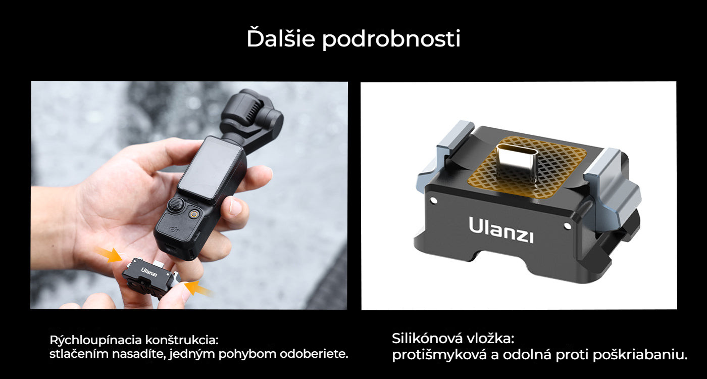 Ulanzi PK-10 pro DJI Osmo Pocket 3 – Rychlé uvolnění a silikonová ochrana