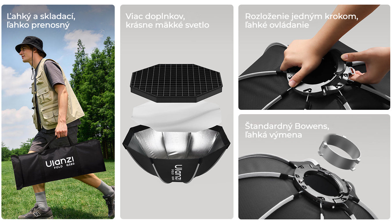 Ulanzi FOLD QS80 softbox 80 cm Bowens – Přehled hlavních výhod