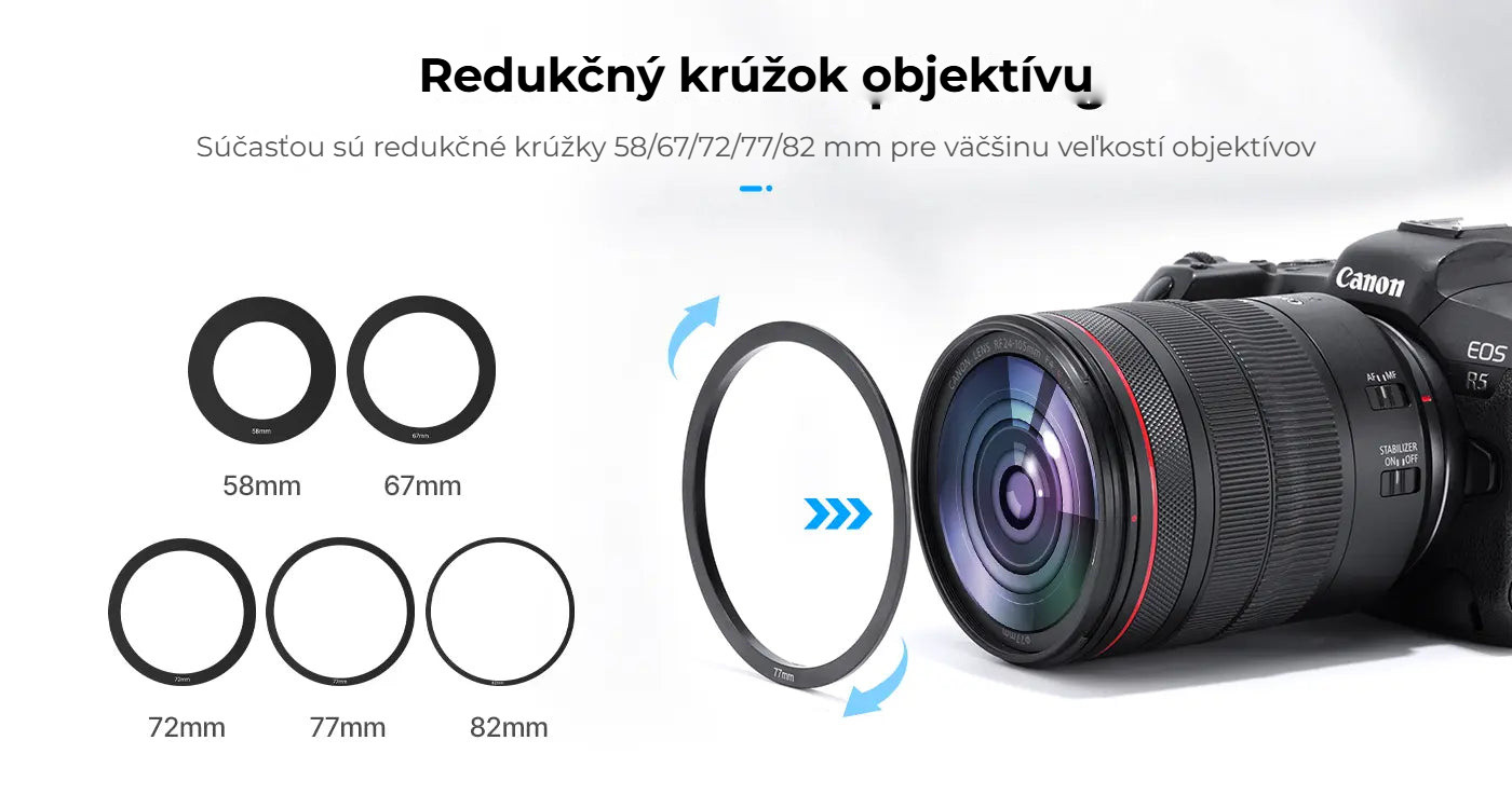 Ulanzi RT02 teleprompter pro tablety a smartphony – Pět redukcí objektivu