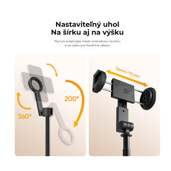 Ulanzi SK27 selfie tyč se svorkou – Svorka pro telefony 56–92 mm