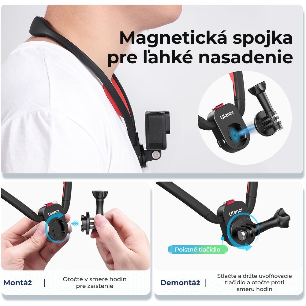 Ulanzi Go-Quick II krční držák pro akční kameru – Magnetické rychloupínání Go-Quick II