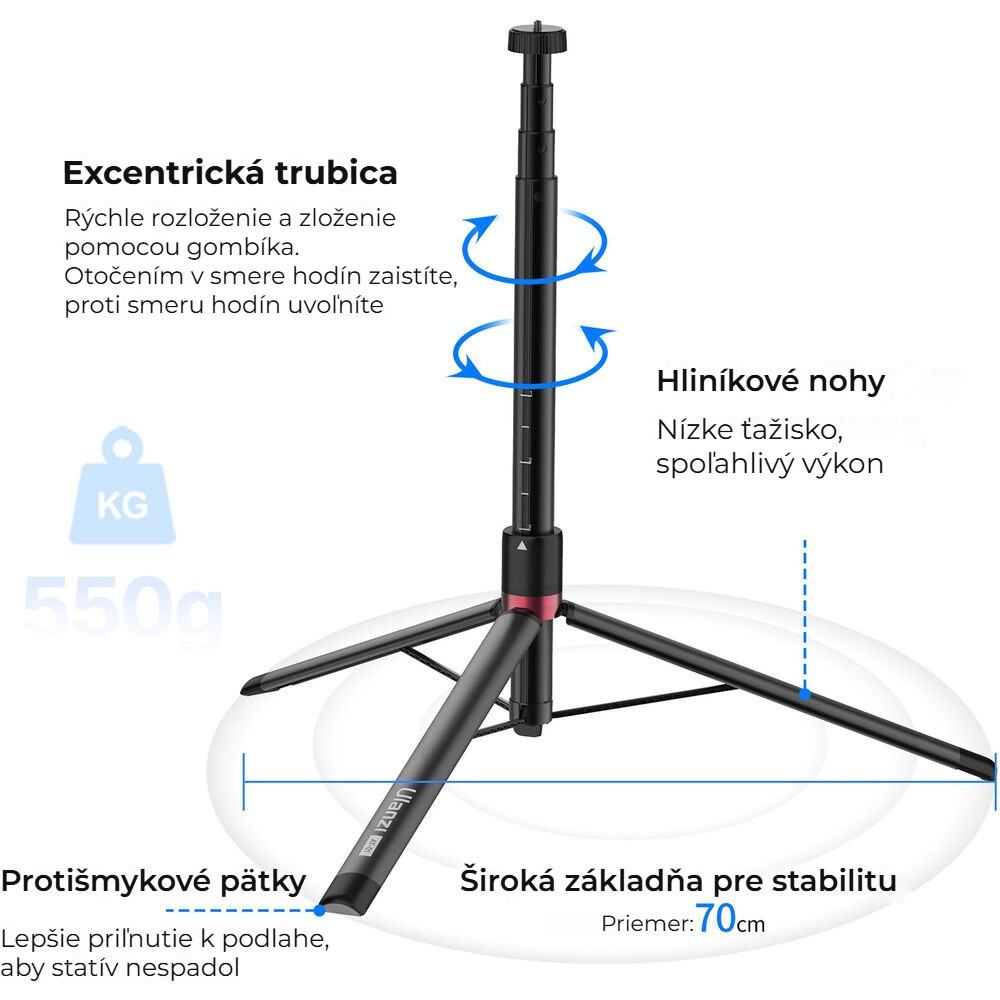 Ulanzi AT-01 Offset Vlog Tripod – Rychlé otevření a otočný zámek