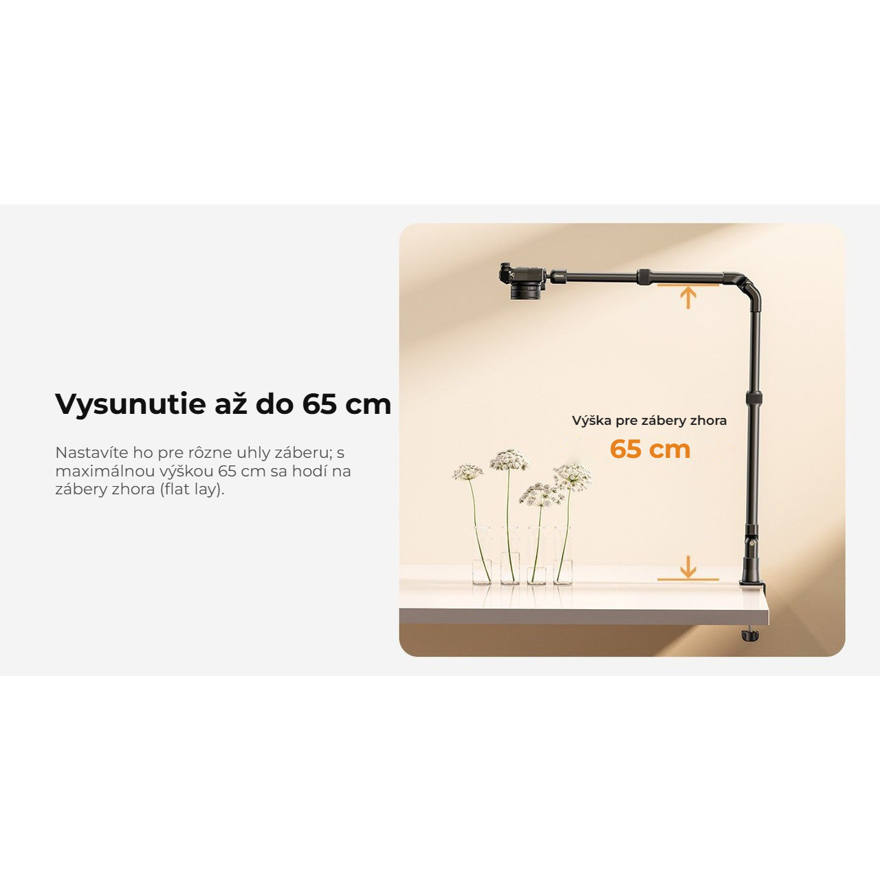 Ulanzi ZJ02 C-clip – Výška pro záběry shora až 65 cm