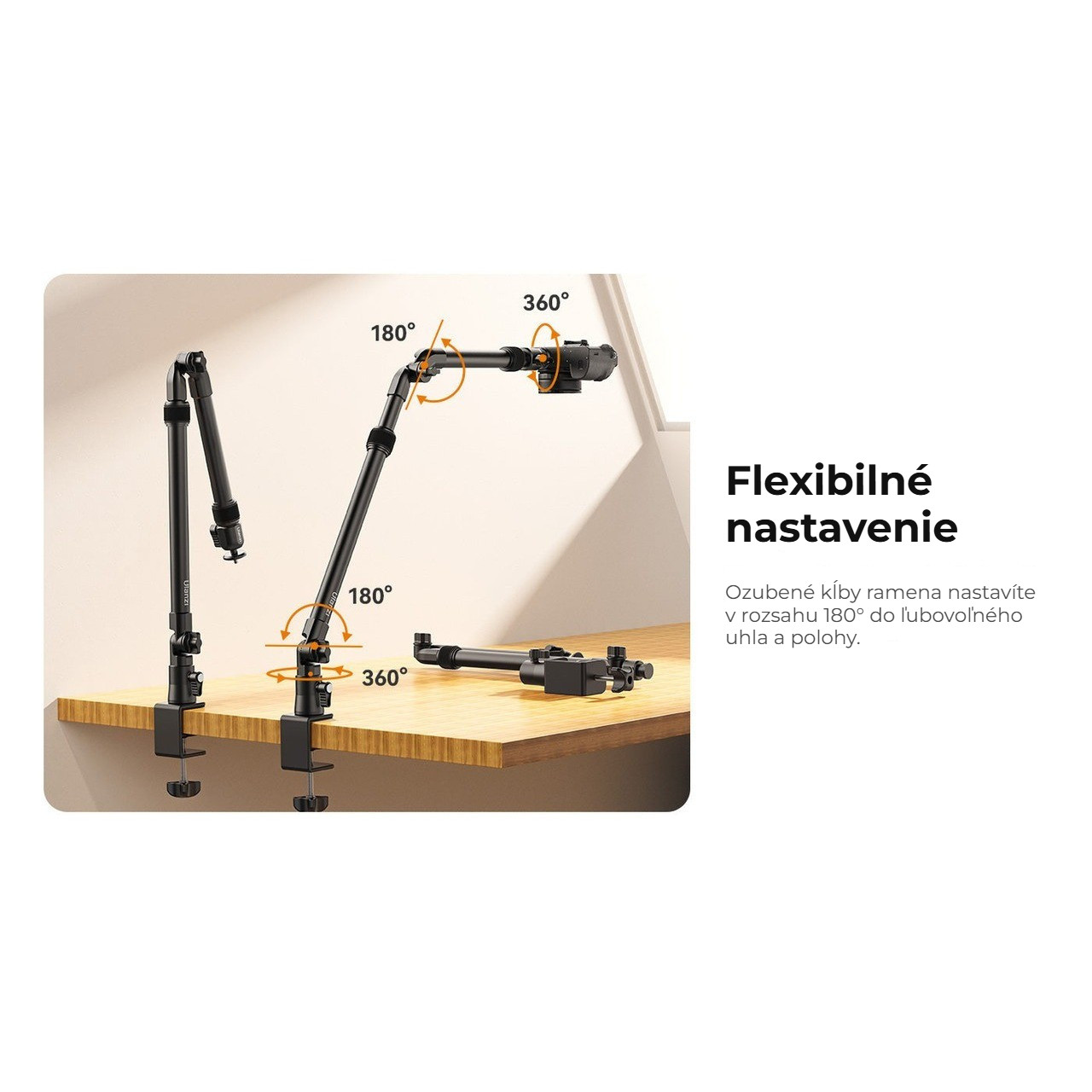 Ulanzi ZJ02 C-clip – Ozubené klouby, 180° a 360°