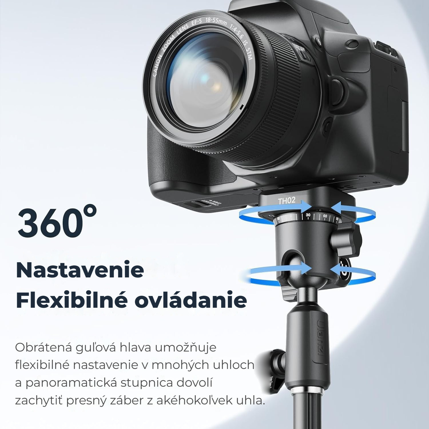 Ulanzi TH02 Uka obrácená kulová hlava – Plynulé otáčení o 360° se stupnicí