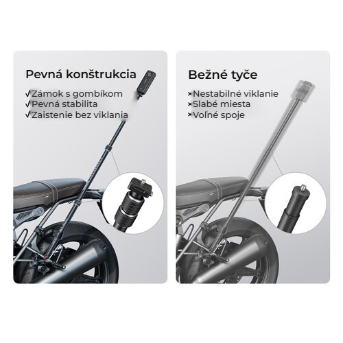 Ulanzi VL03 neviditelná selfie tyč na motorku – Pevné, bez viklání