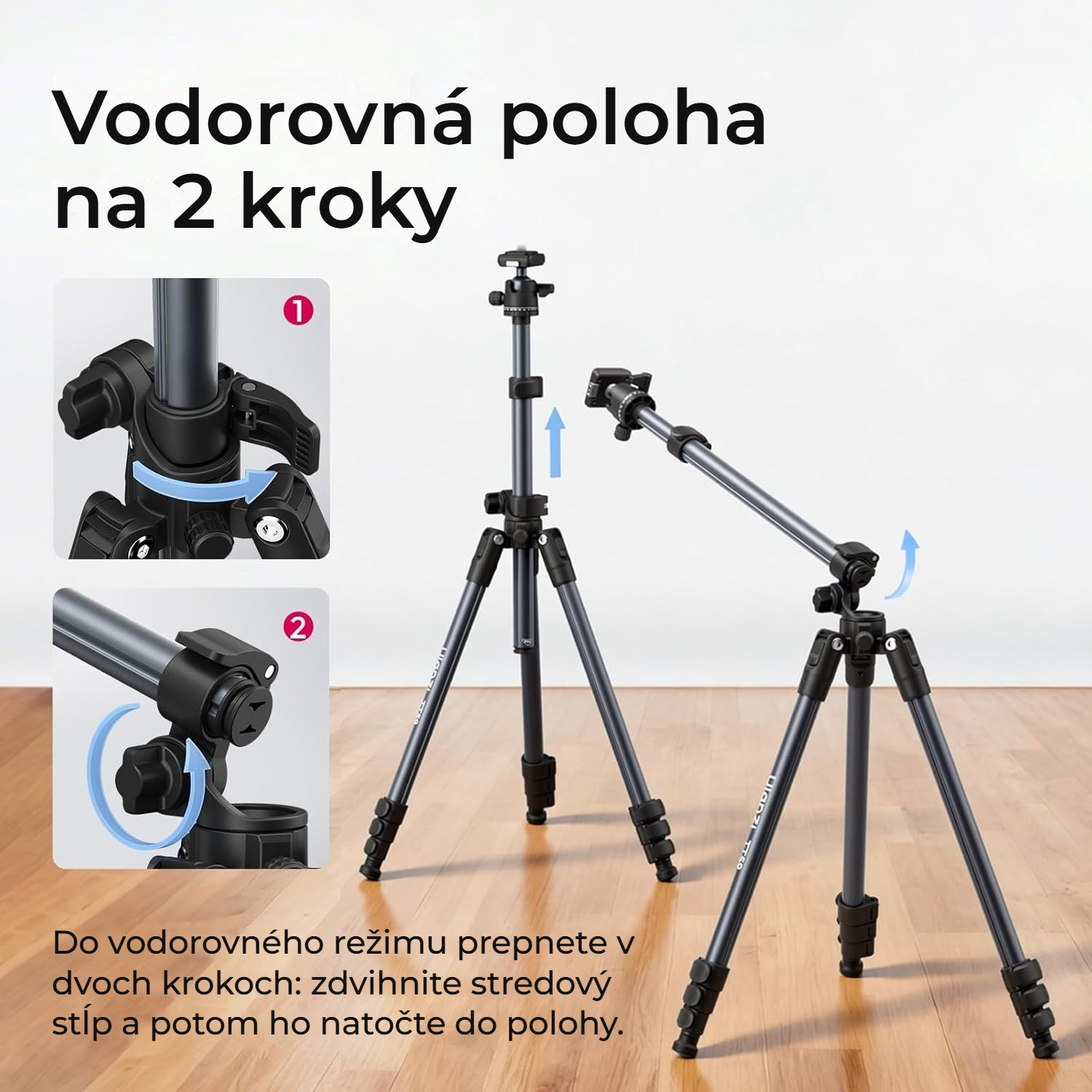 Ulanzi TT59 stativ s vodorovným sloupem – Vodorovná poloha ve dvou krocích