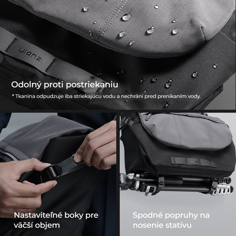 Ulanzi TE88 Camera Shoulder Bag – Voděodolný materiál a popruhy na stativ