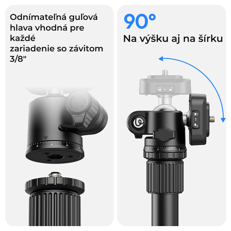 Ulanzi 1.8m Lightweight Mirrorless Tripod – Odnímatelná hlava se závitem 3/8″
