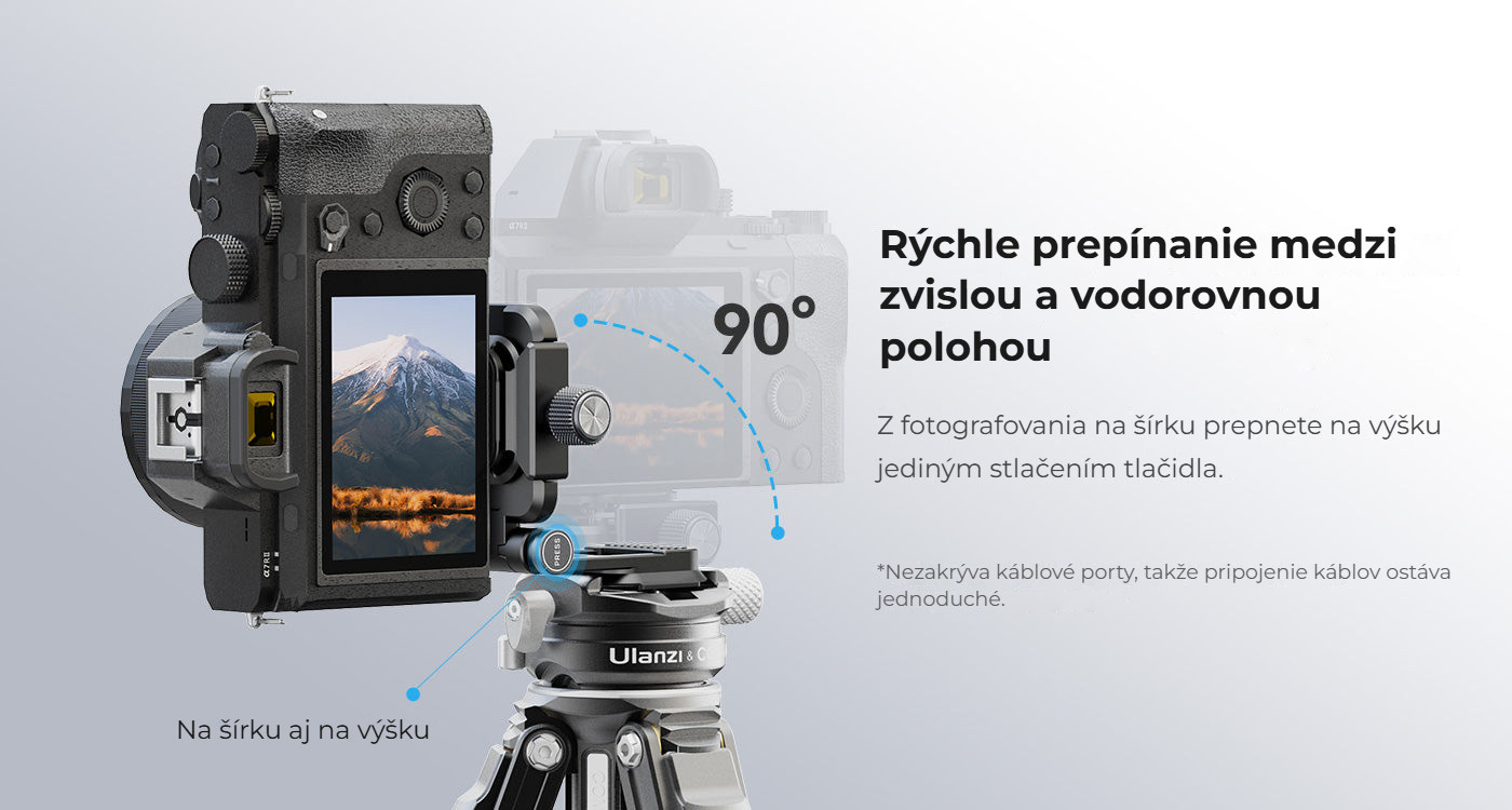 Ulanzi UKA08 Uka Camera Foldable L-Bracket – Rychlé přepínání mezi svislou a vodorovnou polohou