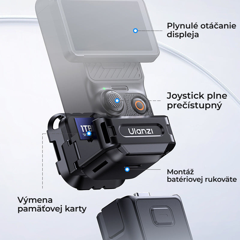 Ulanzi PK13 Uka Expansion Adapter for DJI Osmo Pocket 3 – Displej, joystick i baterie po ruce