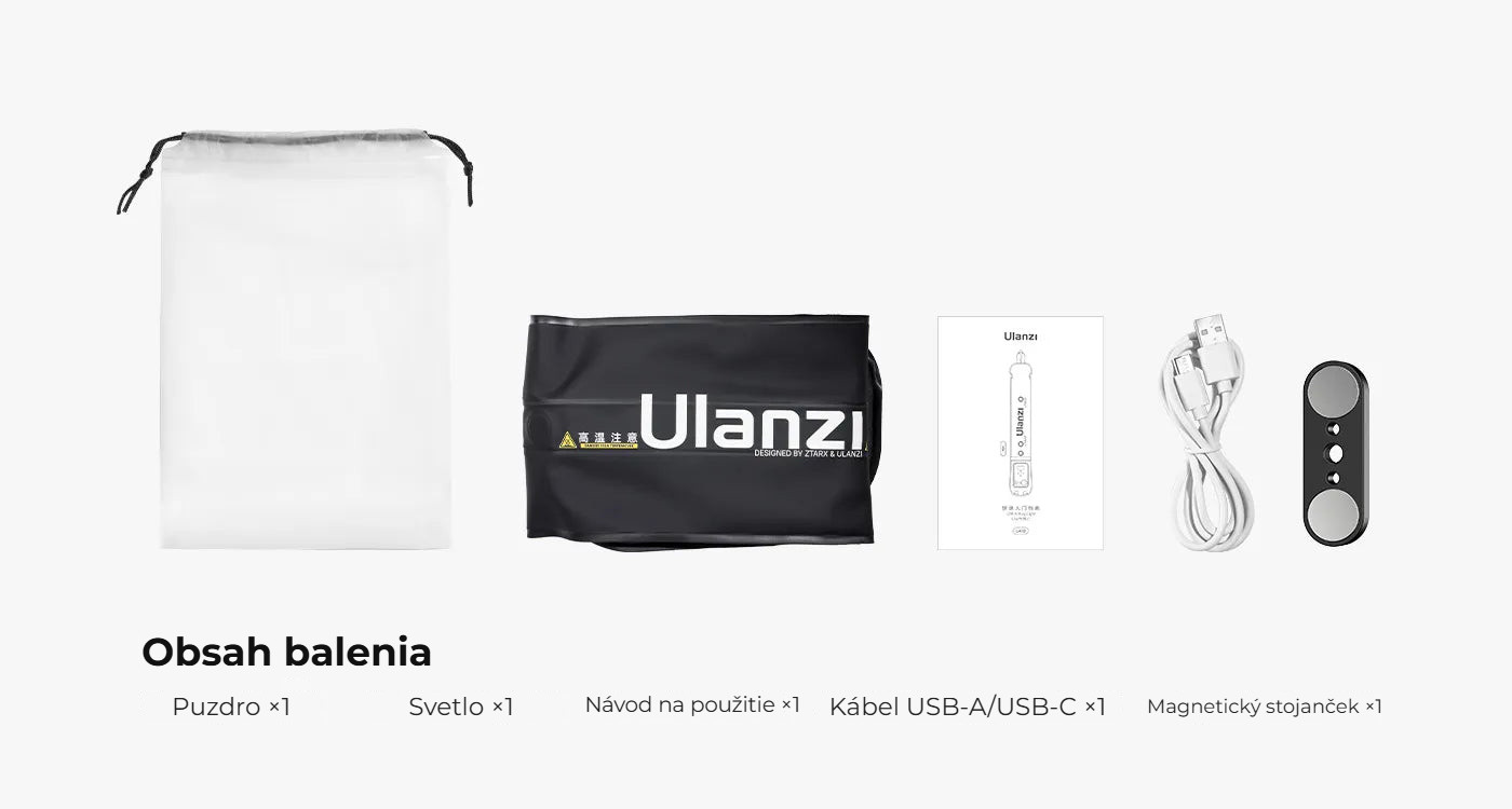 Ulanzi UA20 20W nafukovací světlo – Obsah balení