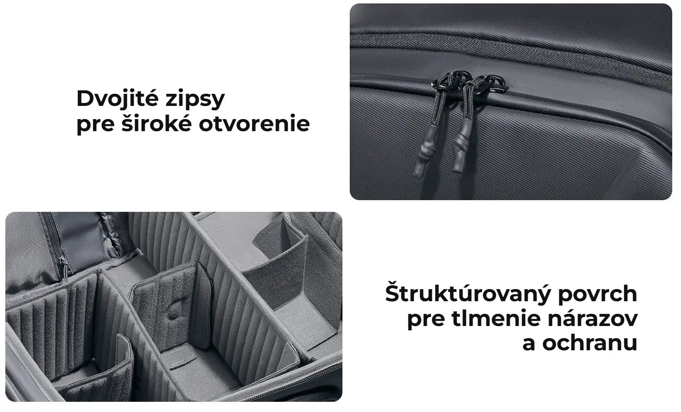 Ulanzi BP10 Hardshell Camera Backpack – Dvojité zipy a odolný povrch