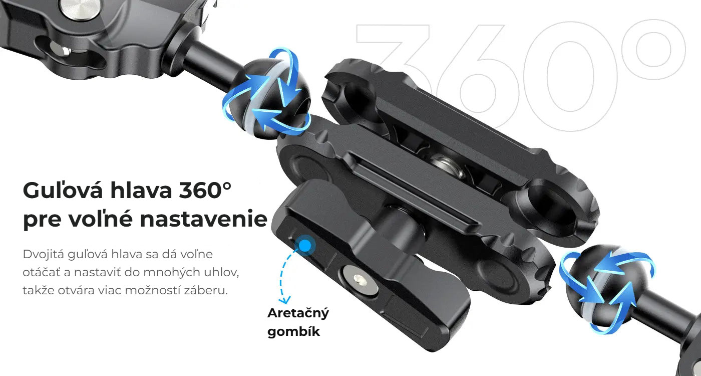 Ulanzi CO17 Super Clamp s dvojitou kulovou hlavou – Kulová hlava 360°