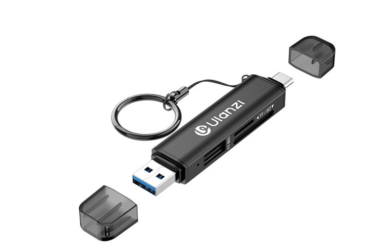 Ulanzi CR1 čtečka karet 3 v 1 s USB-C a USB-A – Krytky a odnímatelné poutko