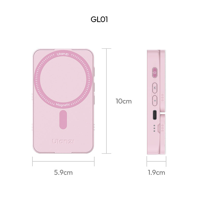 Ulanzi GL01 GlowUp světlo (Sakura Pink) – Rozměry