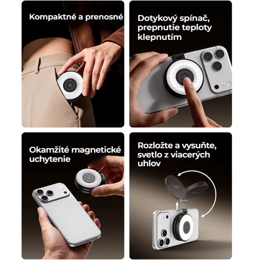 Ulanzi LM21 magnetické světlo, černé – Skladné a nastavitelné pod více úhly