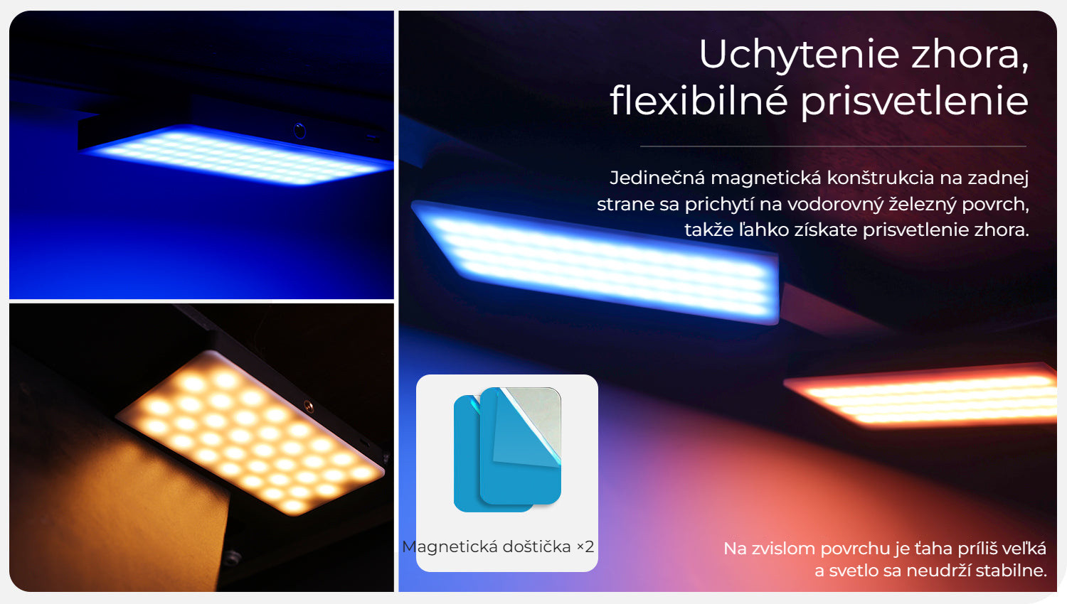 Ulanzi LT002 kapesní světlo RGB – Magnetické uchycení shora