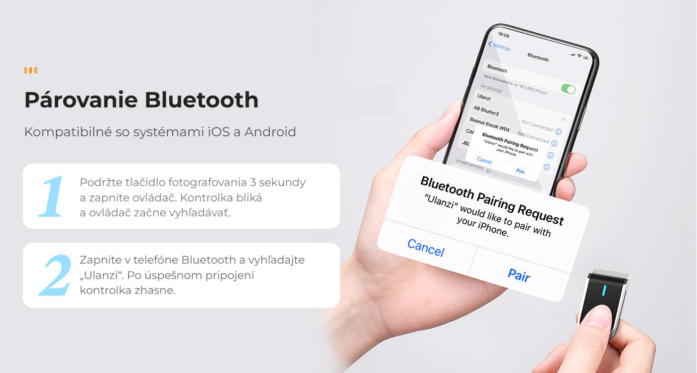 Ulanzi MA09 selfie tyč – Párování Bluetooth
