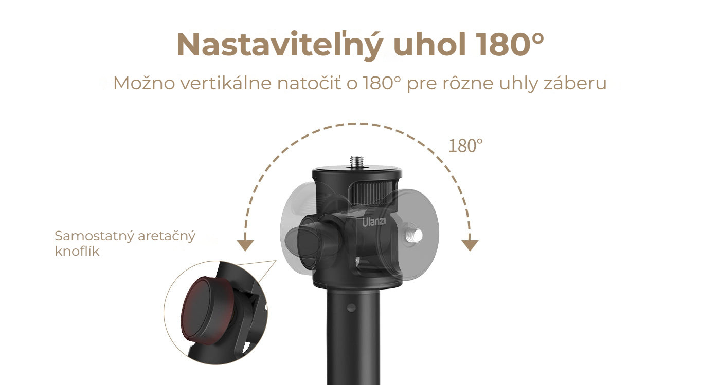 Ulanzi MT-79 hliníkový stativ pro světla – Hlava s úhlem 180°