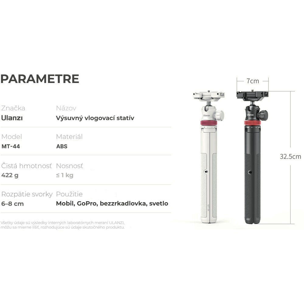 Ulanzi MT-44 V2 bílý – Parametry přehledně
