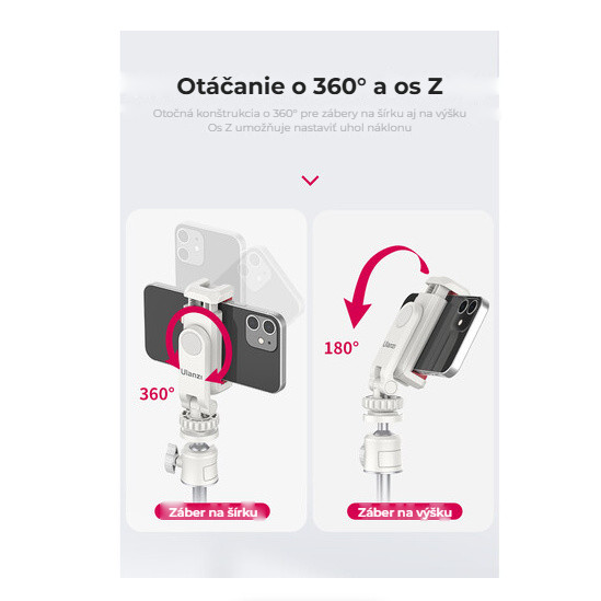 Ulanzi ST-06S držák telefonu bílý – Otáčení o 360° a náklon o 180°